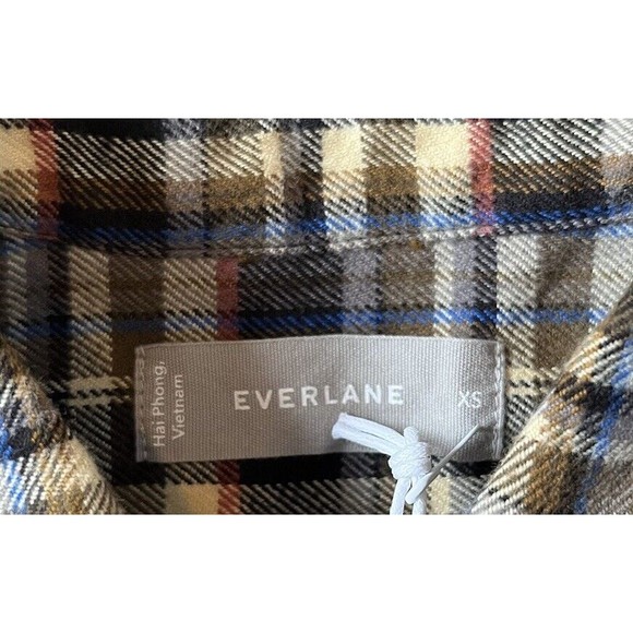 NWT Everlane Button Down Brown Plaid Boxy Flannel Size XS - Picture 8 of 10